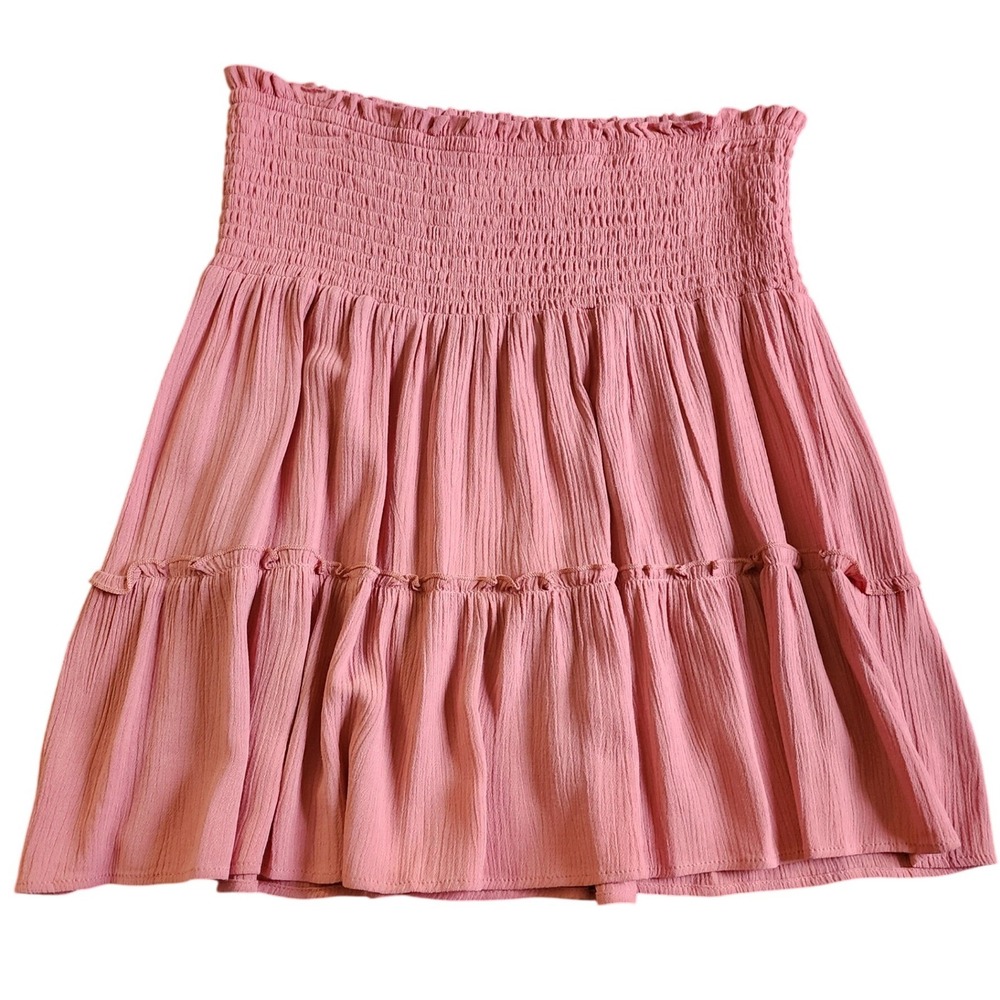Hippie Rose Womens Cottagecore Mauve Smocked Tiered Mini Skirt, Medium‎